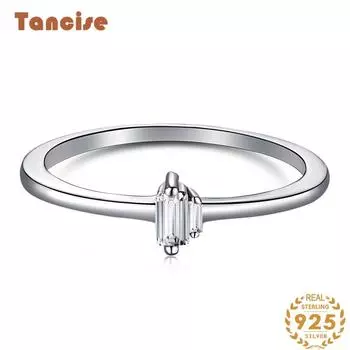 Танцизное женское классическое кольцо из стерлингового серебра 925 пробы с цирконом, женские ювелирные изделия, свадебное обещание, подарок для вечеринки 6 серебряный
