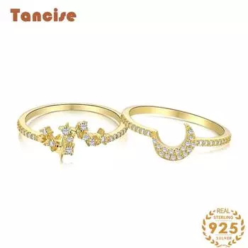 Танцизное женское классическое кольцо из стерлингового серебра 925 пробы с цирконом, женские ювелирные изделия, свадебное обещание, подарок для вечеринки 6 золотой