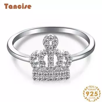 Танцизное женское классическое кольцо из стерлингового серебра 925 пробы с цирконом, женские ювелирные изделия, свадебное обещание, подарок для вечеринки 5 серебряный