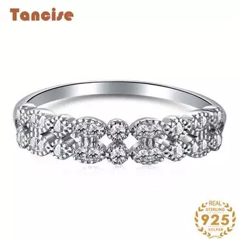 Танцизное женское классическое кольцо из стерлингового серебра 925 пробы с цирконом, женские ювелирные изделия, свадебное обещание, подарок для вечеринки 5 серебряный