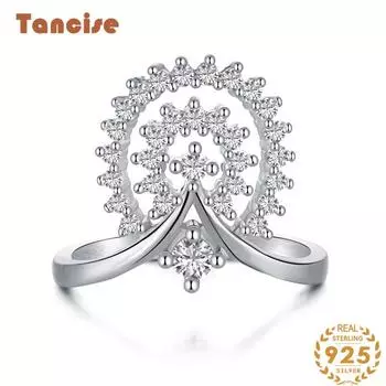 Танцизное женское классическое кольцо из стерлингового серебра 925 пробы с цирконом, женские ювелирные изделия, свадебное обещание, подарок для вечеринки 5 серебряный