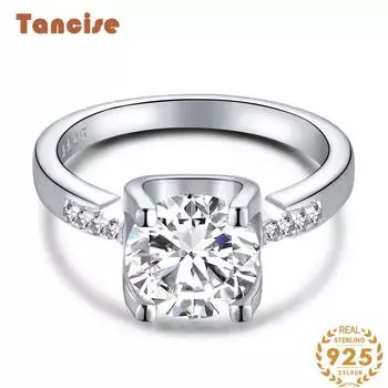 Танцизное женское классическое кольцо из стерлингового серебра 925 пробы с цирконом, женские ювелирные изделия, свадебное обещание, подарок для вечеринки 5 серебряный