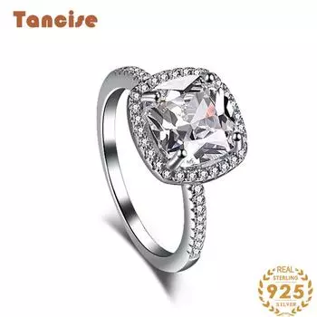 Танцизное женское классическое кольцо из стерлингового серебра 925 пробы с цирконом, женские ювелирные изделия, свадебное обещание, подарок для вечеринки 5 серебряный