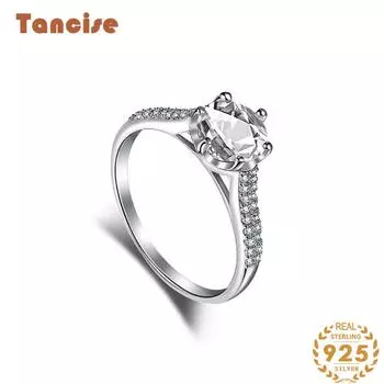 Танцизное женское классическое кольцо из стерлингового серебра 925 пробы с цирконом, женские ювелирные изделия, свадебное обещание, подарок для вечеринки 5 серебряный