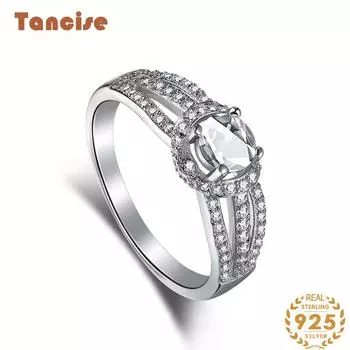 Танцизное женское классическое кольцо из стерлингового серебра 925 пробы с цирконом, женские ювелирные изделия, свадебное обещание, подарок для вечеринки 5 серебряный