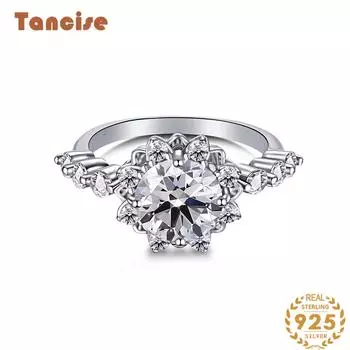 Танцизное женское классическое кольцо из стерлингового серебра 925 пробы с цирконом, женские ювелирные изделия, свадебное обещание, подарок для вечеринки 5 серебряный