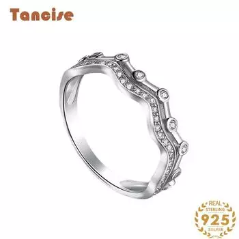 Танцизное женское классическое кольцо из стерлингового серебра 925 пробы с цирконом, женские ювелирные изделия, свадебное обещание, подарок для вечеринки 5 серебряный