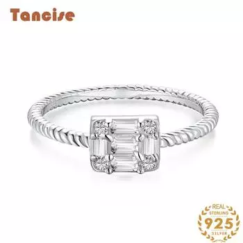Танцизное женское классическое кольцо из стерлингового серебра 925 пробы с цирконом, женские ювелирные изделия, свадебное обещание, подарок для вечеринки 6 серебряный