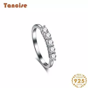 Танцизное женское классическое кольцо из стерлингового серебра 925 пробы с цирконом, женские ювелирные изделия, свадебное обещание, подарок для вечеринки 5 серебряный