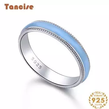 Танцизное женское классическое кольцо из стерлингового серебра 925 пробы с цирконом, женские ювелирные изделия, свадебное обещание, подарок для вечеринки 6 синий