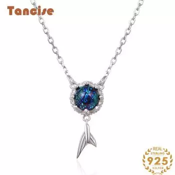 Танцизное женское ожерелье из стерлингового серебра 925 пробы с цирконом и русалкой, кулон в подарок