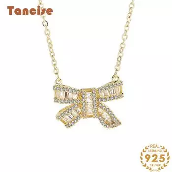 Танцизное женское ожерелье с подвеской в классическом стиле из стерлингового серебра 925 пробы с цирконом, модный подарок серебряный