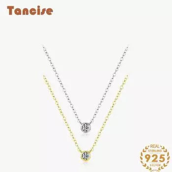 Танцизное женское ожерелье с подвеской в классическом стиле из стерлингового серебра 925 пробы с цирконом, модный подарок золотой