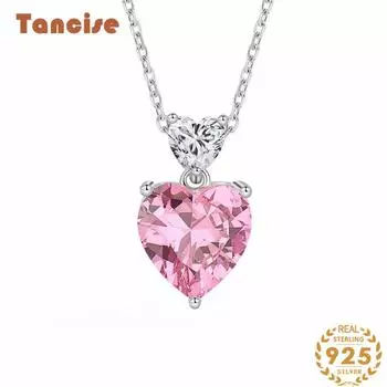 Танцизное женское ожерелье с подвеской в классическом стиле из стерлингового серебра 925 пробы с цирконом, модный подарок розовый