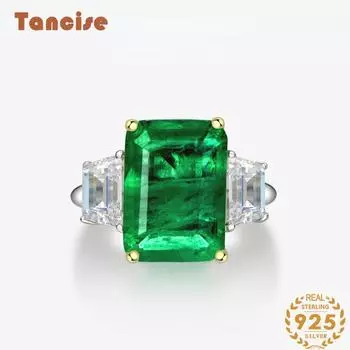 Танцизные украшения, винтажное серебро 925 пробы, 10*14, синтез изумрудного кольца 5