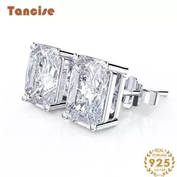 Танцизные ювелирные изделия, прямоугольные с фаской, автомобильные цветы 5*7, простые инкрустированные маленькие серьги без полей, индивидуальные серьги белый