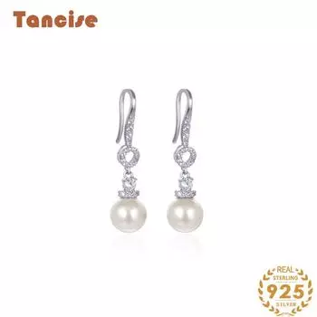 Танцизные женские серьги из серебра 925 пробы с искусственным жемчугом, подарок на свадьбу