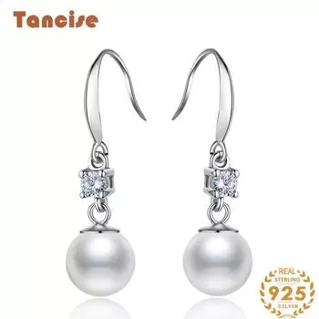 Танцизные женские серьги из серебра 925 пробы с искусственным жемчугом, подарок на свадьбу