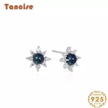 Танцизные женские серьги из стерлингового серебра 925 пробы с цирконом и подсолнухом, подарок на вечеринку