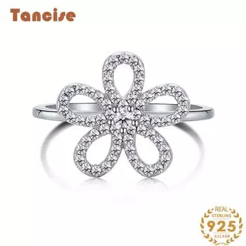 Танцизный цветок, полое серебро 925 пробы, нерегулярные простые парные кольца для девочек, классические свадебные массивные ювелирные изделия для повседневного ношения 5 серебряный