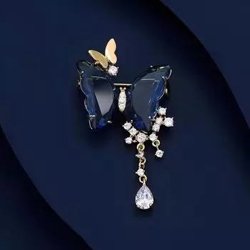 Танцующая брошь, высококачественная женская нежная бабочка, капля воды, бахрома, брошь, нишевый дизайн, булавка, аксессуары для костюма