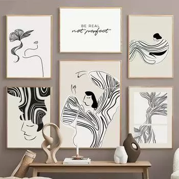 Танцующая девушка в японском стиле, черно-белые постеры на скандинавскую тему и принты, настенная живопись на холсте, украшение для дома, фотографии для салона A4 21X30cm No Framed