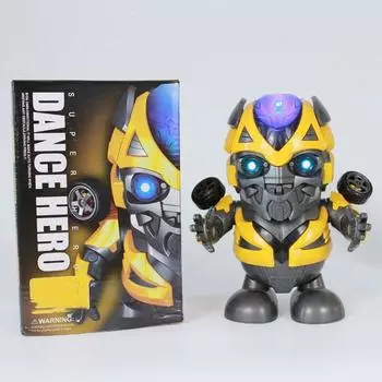 Танцующая и поющая игрушка Электрический робот Музыка и свет Детский подарок One Size жёлтый