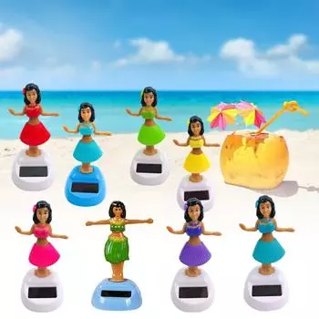 Танцующая игрушка на солнечных батареях для девочек на Гавайях, качающаяся голова, гавайская качающаяся анимированная кукла для девочек, украшение для приборной панели автомобиля