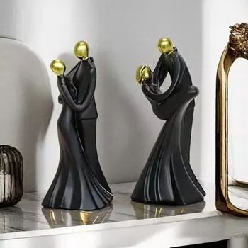 Танцующая пара статуя смолы абстрактная пара орнамент настольная обнимающаяся пара скульптура для спальни A чёрный