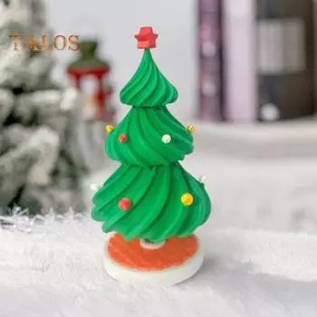 Танцующая рождественская елка, 3D-печатная качающаяся елочная игрушка, интерактивная 3-уровневая вращающаяся рождественская елка для домашнего офиса, настольный декор S зелёный