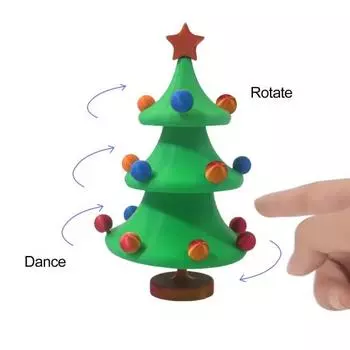 Танцующая Рождественский Елочный Статуя 3D Печатное Настольное Украшение Вращающийся Рождественский Елочный Элемент для