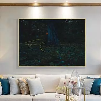 Танцующие светлячки фото холст печать современный настенный постер темный лес насекомое природа картина для гостиной домашний декор Cuadros 21x30cm No Framed