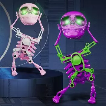 Танцующий и качающийся человек-скелет, заводная игрушка, мультяшный череп, фигурка человека, орнамент, интересная заводная игрушка без батареек со светом