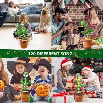 Танцующий извивающийся кактус может петь и учиться говорить очаровательная плюшевая игрушка на батарейках зелёный