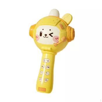 Танцующий светодиодный микрофон, динамик, детская машинка, игрушечный диктофон, зарядка, пение для взрослых от 3 лет жёлтый