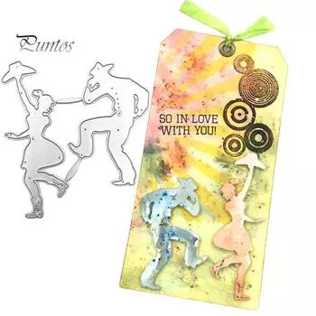 Танцы Женщины Мужчины Дизайн Вырубной Штамп Изготовление Карточек Трафарет DIY Mold Decor Инструмент серебряный