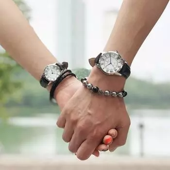 [Tandy] Классические кожаные часы для пары T-1714, белые, унисекс, выберите 1 (сумка для покупок предоставляется),Корейские популярные часы