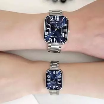 [Tandy] Классические металлические часы для пары T-3923 Синие мужчины и женщины. Выберите 1, популярные корейские часы