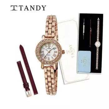 [Tandy] Women s Metal Watch 4017 Rose Gold (Leather Band + Replacement Tool Included) - Complimentary [Tandy] Shopping Bag,Korean popular watches