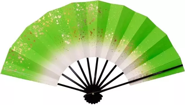 Танец 9 5 черный окрашенный для танца веер, Ginga, Wakakusa, см, минут, кости, зелёный