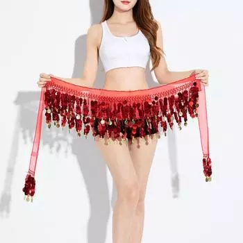 Танец живота цветной пайетки фильм гонг хип шарф юбка с золотыми монетами для женщин танец живота костюм шифон чёрный