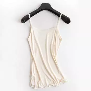 Тангге Многоцветный Натуральный Шелковый Топ-Майка из Шелковицы M телесный