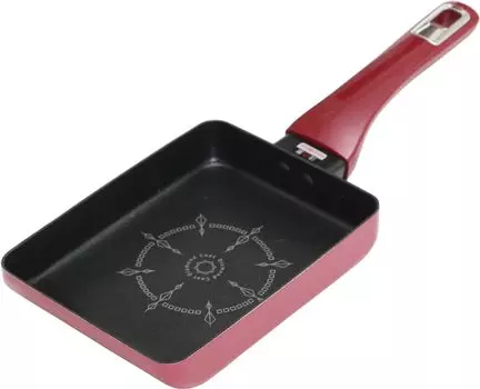 Taniguchi Metals Frying Pan for Tamagoyaki for Gyoza and Fried Eggs Non-Stick (Japanese Omelet), 13x18cm, PFOS/PFOA Free, Red,
