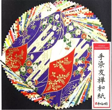 Taniguchi Shoyudo Origami Yuzen Washi 30 листов Small CW052 Окрашено вручную