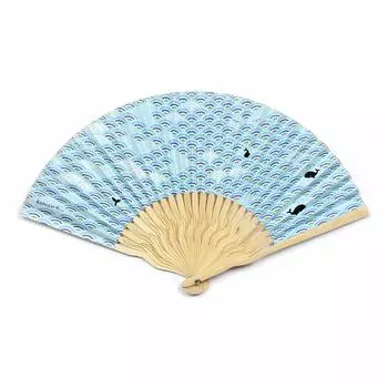 Танигучи Сёюдо Японский бумажный веер Цинхайский кит — игривое дополнение к традиционным японским узорам [Вагами Кодзи] комон+ «комон+»