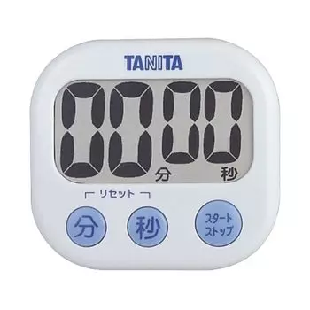 Tanita Kitchen Study Large Loud 100 Magnetic Stand Big Visible Timer WH Timer, Screen, Volume, Minutes, Included, White, TD-384