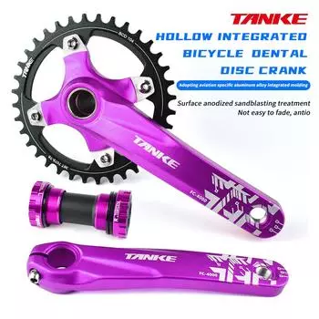 TANKE Crankset 170MM Bicycle Chainring hollow integrated crankset 104 BCD Narrow Wide Bike MTB Crown Square Hole Sprocket crank