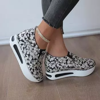 Танкетка толстая подошва покрытие для стопы маленькая внутренняя часть увеличивающая рост обувь новые мокасины большой размер повседневная обувь 35 чёрный