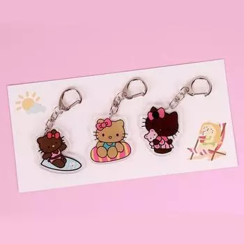 Tanning Kitty Bikini Surfing Kitty Airpod Keyring Buzz Keyring Keychain Acrylic Bag Charm 3 Types, популярный персонаж в Корее