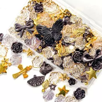 TANOKOX Deco Parts Bead Mix Примерно 100 шт. Декоративные бусины Аксессуары Детали из смолы Декоративные материалы Изделия ручной работы Розы Жемчуг Ракушки